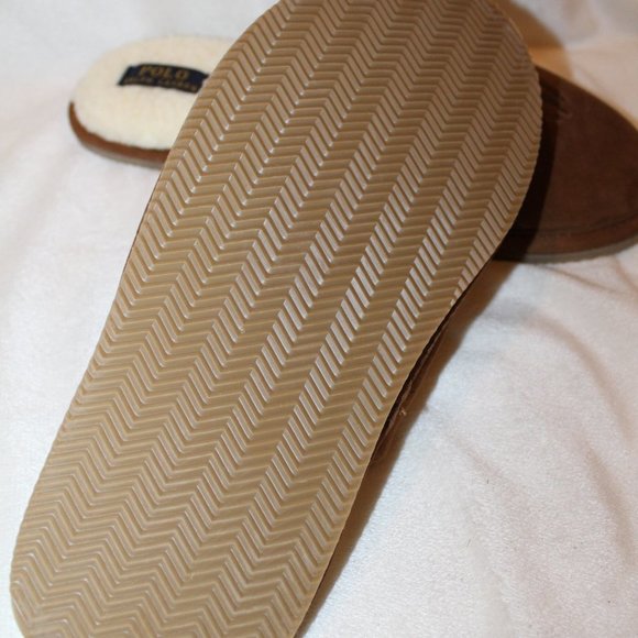 NIB POLO RALPH LAUREN MEN'S SUEDE SCUFF SLIPPERS CHESTNUT‎ - Picture 6 of 6